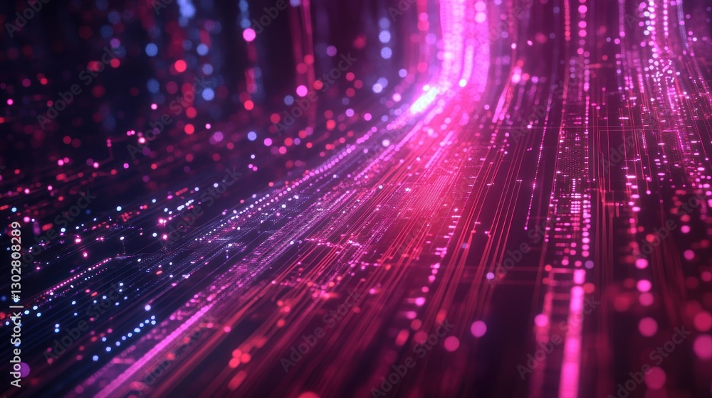 Aufkleber vibrant abstract digital background with flowing lines and glowing particles in a cosmic space