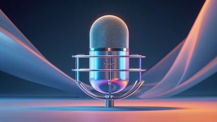 Studio Microphone with a Futuristic Glow