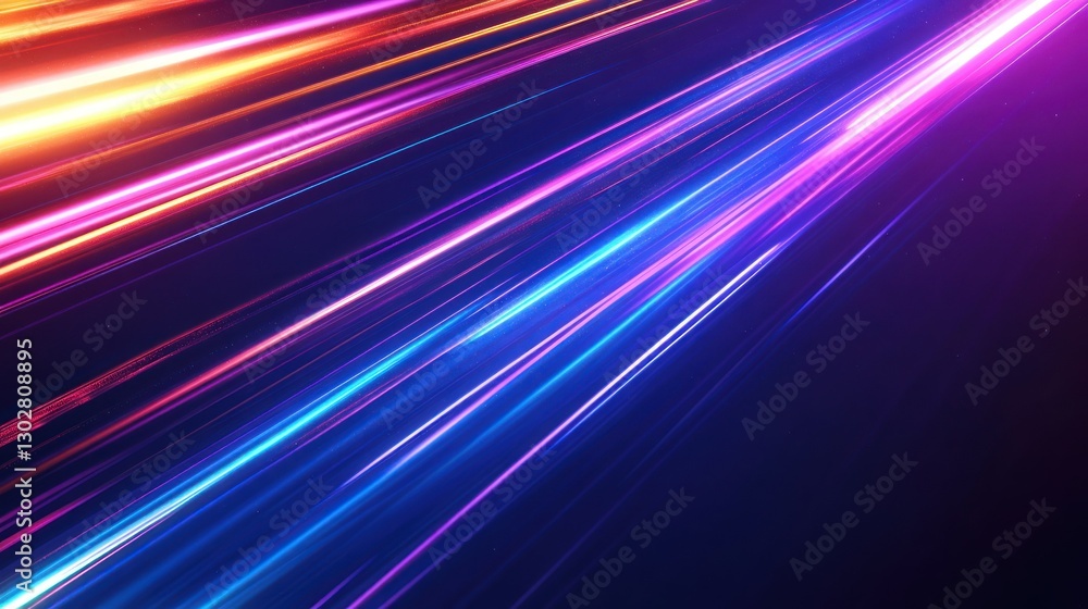 Poster vibrant streaks of colorful light creating a dynamic motion effect against a dark background