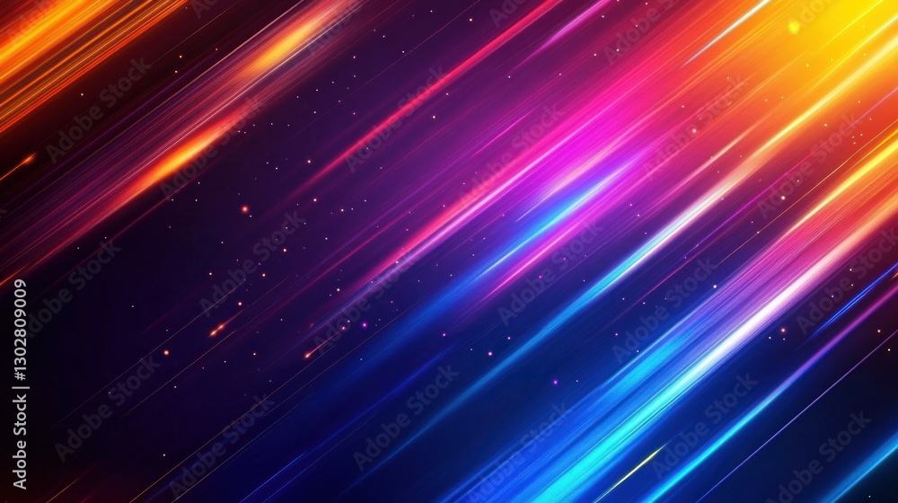 Poster vibrant streaks of light in a dynamic abstract background, creating a sense of motion and energy