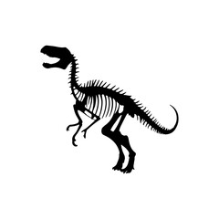 Black Dinosaur skeleton silhouette vector illustration on white background
