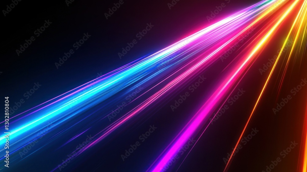 Poster vibrant neon light streaks creating a dynamic abstract background with colorful illumination