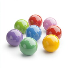 Colorful Shiny Spheres Array on White Backdrop Bright Vibrant Glossy Balls Composition Fun Object Playful