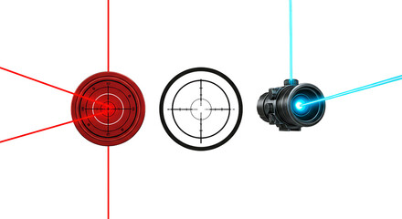 Red Blue Laser Beams Target Aiming Scope Technology Digital Art goal focus power light image style  