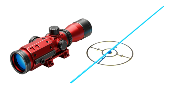 Red Hunting Rifle Scope Optics Target Aim Precision Shooting 3d gun tool view lens blue mark sight  