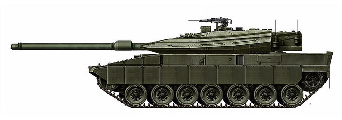 The concept of a new MBT based on the Leopard 2 tank, with a new turret that resembles the turret of the Merkava Mk4 tank © Tikros