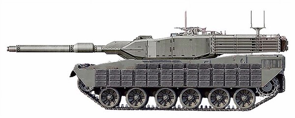 The concept of a new MBT based on the AMX-40 tank with a turret and gun from the Leopard 2A6 tank © Tikros