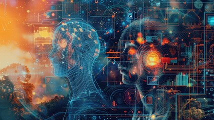 Futuristic AI Concept with Digital Human Profiles