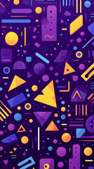 purple retro style 90's geometric design pattern shapes design poster background