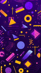 purple retro style 90's geometric design pattern shapes design poster background