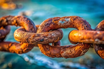 Fototapeta premium Vintage Rusty Broken Chain on Transparent Background - Stock Photo