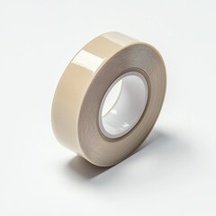 Roll of Adhesive Tape Dispenser Beige Color Industrial or Office Supply Item Neutral Background