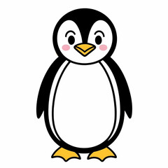 Obraz premium Draw a cartoon penguin in line art.