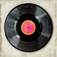 Obraz premium Vintage record placed on a clean white background highlighting its circular shape and textured surface