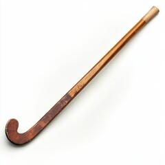 Wooden Field Hockey Stick Close Up Isolated Sport Equipment on White Background Minimalist Design
