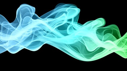 Fototapeta premium Vibrant Blue and Green Smoke on Black Background: Dynamic Abstract Art in Motion
