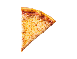 Close-up pizza slice, isolated on transparent background