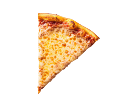 Close-up pizza slice, isolated on transparent background