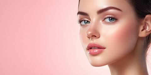 Fototapeta premium Natural Beauty Portrait of Young Woman with Radiant Skin
