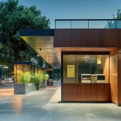 Modern Urban Cafe with Architectural Design and Greenery