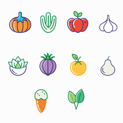 Fototapeta premium Line icons about ESG, The set contains icons: Broccoli, Cauliflower, Carrot, environmental social governanc, Icon Symbol
