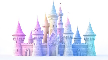 Fototapeta premium Fantasy Castle with Colorful Towers and Dreamlike Atmosphere