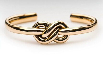 Fototapeta premium A stylish gold bracelet with a contemporary knot detail displayed artistically.