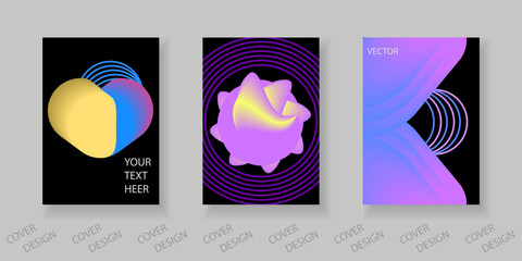 Abstract minimal geometric backgrounds set. Colorful geometric pattern with gradient texture and geometric shapes. For printing on covers, banners, sales, flyers. Modern design.