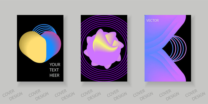 Abstract minimal geometric backgrounds set. Colorful geometric pattern with gradient texture and geometric shapes. For printing on covers, banners, sales, flyers. Modern design.