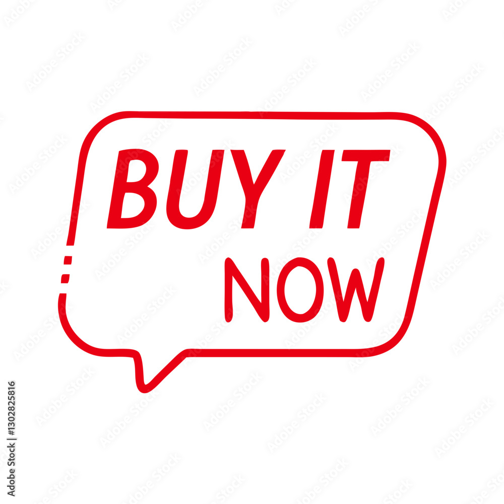 Poster message encouraging immediate purchase displayed in vector graphic style featuring a speech bubble d