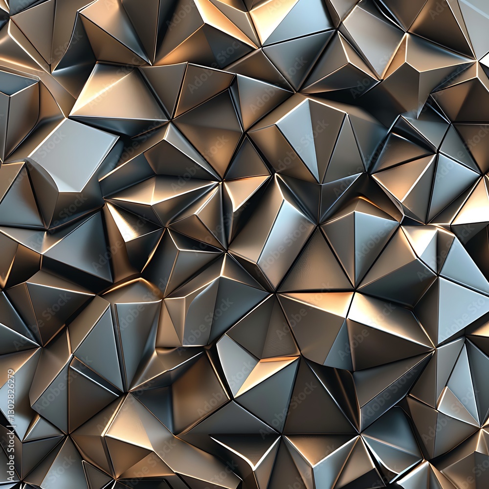 Poster industrial polygonal texture with sharp metallic facets. abstract geometric and modern surface for b