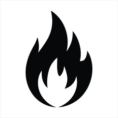 Minimalist Fire Flame, Black Outline Vector Illustration