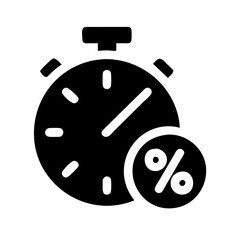 Limited time offer vector icon showcasing a stopwatch and percentage symbol indicating urgency for a special deal