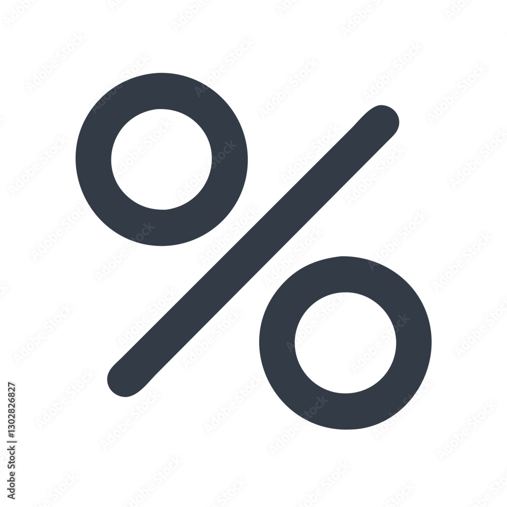 Poster percentage symbol displayed as a vector icon representing numerical data and calculations in various
