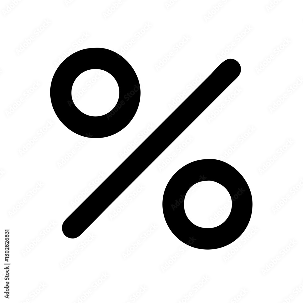 Poster vector icon depicting a percentage symbol used in finance and statistics for calculations and data r