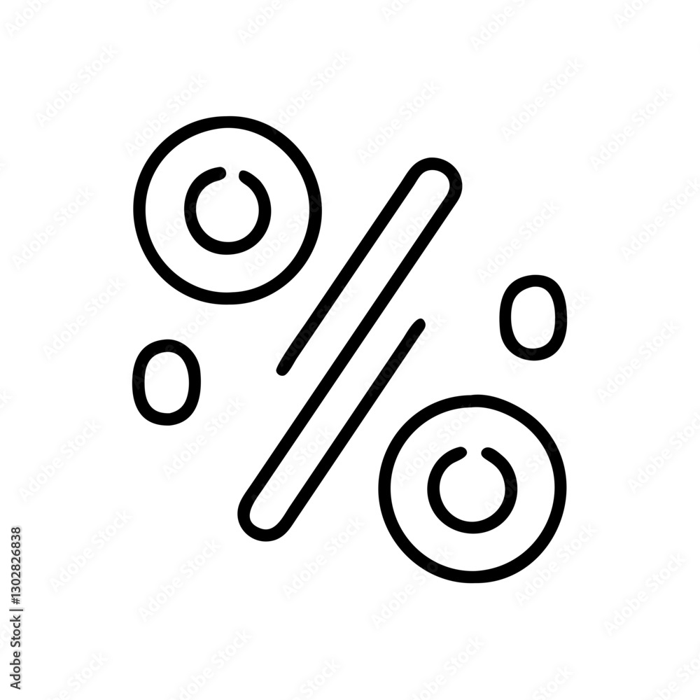 Poster vector illustration of a percentage symbol with circular elements and minimalist design used in fina
