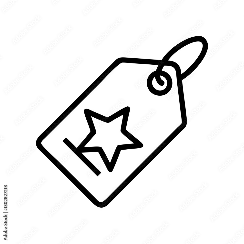 Poster vector icon showing a price tag featuring a star symbol designed for various graphical uses in marke