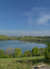 Crater Lake called Weinfelder Maar also Totenmaar in the Eifel close to Daun,Vulkaneifel,Rhineland-Palatinate,Germany