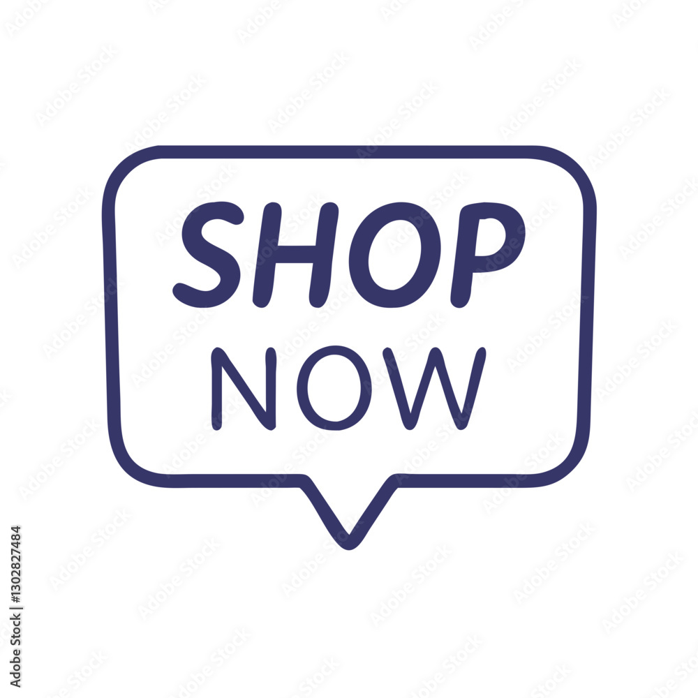 Poster vector icon encouraging immediate shopping action, designed in modern style with speech bubble