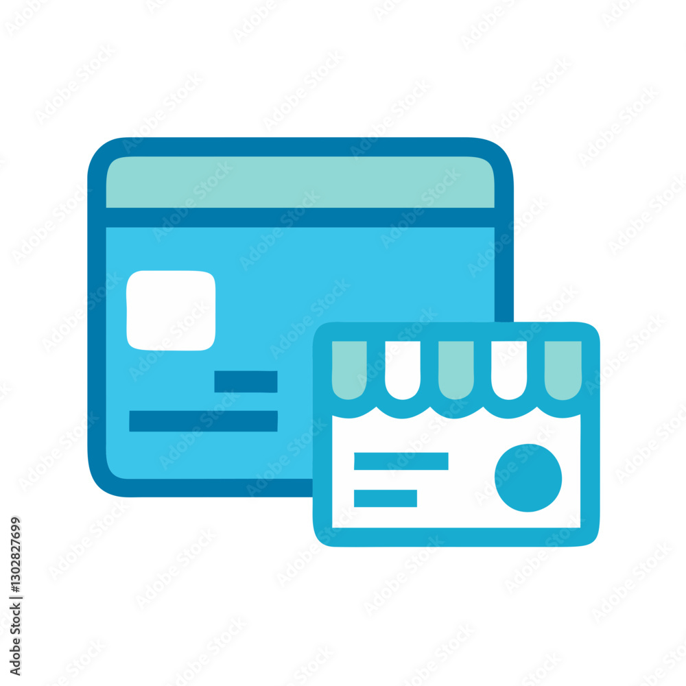 Poster vector icon representing store credit and payment card features designed for digital applications
