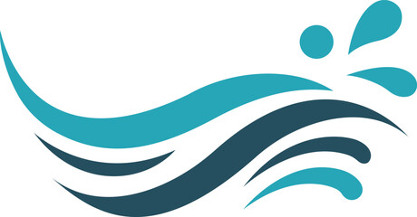 a wave logo with blue waves 