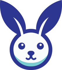 a blue bunny head with a blue background