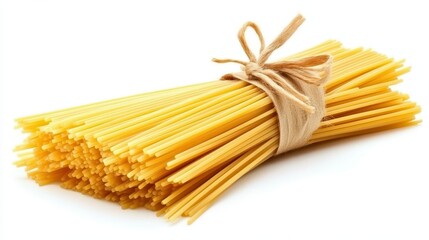 Artistic Arrangement of Flat Linguine Pasta on Bright White Surface