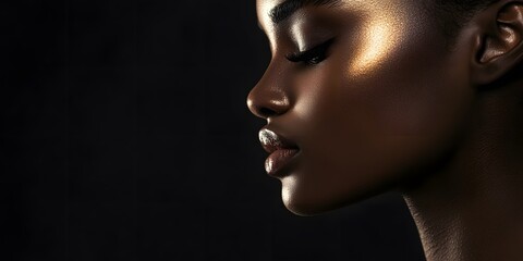 Fototapeta premium Profile of a Beautiful Woman with Radiant Skin and Elegant Features