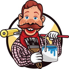 painter mascot logo vector illustration