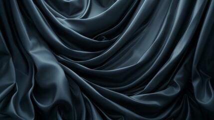 Obraz premium A close-up of luxurious dark gray silk fabric, showcasing its intricate texture and delicate folds, creating an atmosphere of mystery and elegance