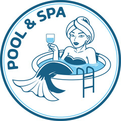 Mermaid Pool & Spa illustration logo vector