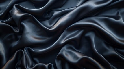 Obraz premium A close-up of luxurious dark gray silk fabric, showcasing its intricate texture and delicate folds, creating an atmosphere of mystery and elegance