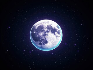 Fototapeta premium A luminous full moon surrounded by twinkling stars in a dark sky