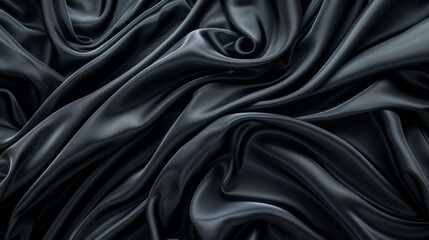 Obraz premium A close-up of luxurious dark gray silk fabric, showcasing its intricate texture and delicate folds, creating an atmosphere of mystery and elegance